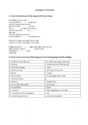 English worksheet: Song - 