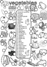 English Worksheet: Vegetables