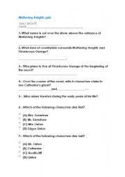 English Worksheet: wuthering heights