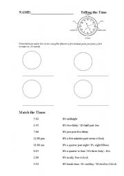 English Worksheet: Telling the Time