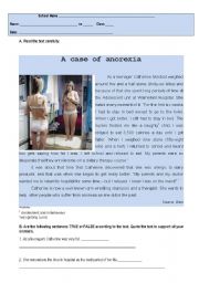 English Worksheet: test eating disorders