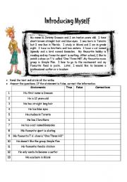 English Worksheet: Introducing myself