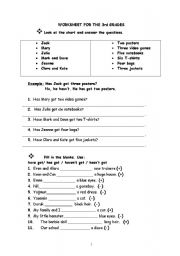 English Worksheet: have has