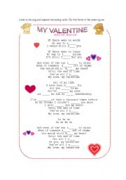 English worksheet: My Valentine