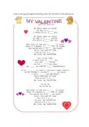 English Worksheet: My Valentine