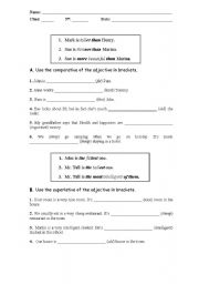 English Worksheet: Adjective degrees