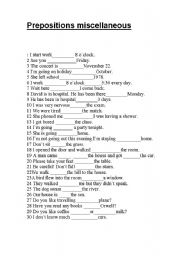 miscellaneous prepositions