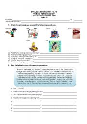 English worksheet: Basic printable for Secondary School. Using past tense and ing form