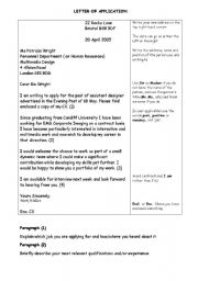 English Worksheet: LETTER OF APPLICATION