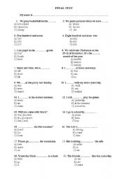English Worksheet: final test