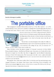 English Worksheet: test - the portable office