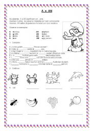 English Worksheet: A x AN 