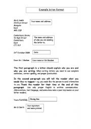 English worksheet: Letter Writing Template