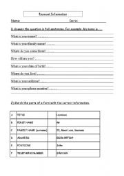 English worksheet: How to fill out a form - 1