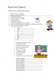 English Worksheet: reported speech