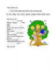 English Worksheet: family tree gap fill