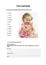 English worksheet: Face nad body