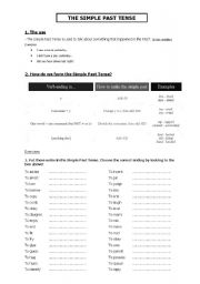 English worksheet: Simple Past Tense (theory & exercises)