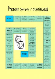 English Worksheet: Board game (Present simple/continuous)