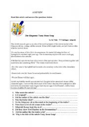 English worksheet: READING COMPREHENSION