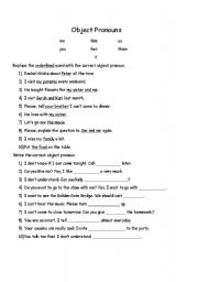 English worksheet: Object Pronouns