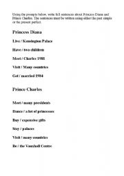 English Worksheet: Present Perfect vs Past Simple. Charles and Diana