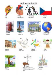 English Worksheet: SCHOOL SUBJECTS - PICTURE DICTIONARY