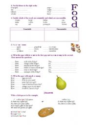 Countable and Uncountable Nouns - Food