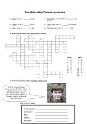 English worksheet: Worksheet: Personal pronouns & Numbers