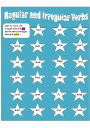 English worksheet: Regular and Irregular Verbs_Coloring Stars