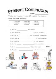 English Worksheet: Choose and Match - Present Continuous