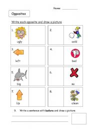 English Worksheet: Opposites