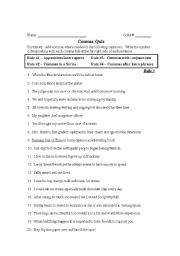 English worksheet: Comma Quiz