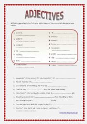 English Worksheet: Adjectives and the opposites (with answers)