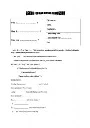 English worksheet: GIVING PERMISSION