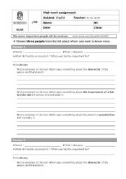 English Worksheet: famous people