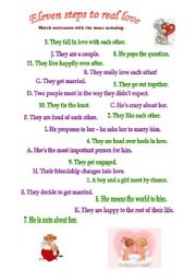 English Worksheet: 11 steps to real love
