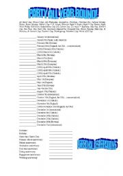 English worksheet: Celebrations around the world