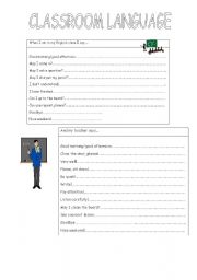 English Worksheet: Classroom language