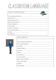 English worksheet: Classroom language