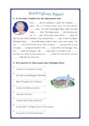 English Worksheet: Simple present tense revision: Buckingham Palace