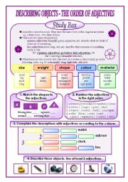 The order of adjectives (describing objects)