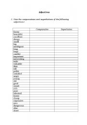 English worksheet: Adjectives - Comparative and Superlative