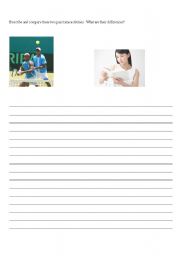 English worksheet: Describing the differences and similarities between activities.
