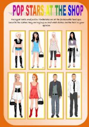 English Worksheet: Pop stars at the shop