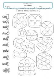 English Worksheet: Numbers & shapes