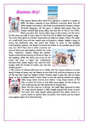 English Worksheet: Mamma mia 