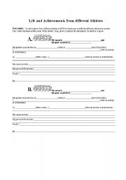 English worksheet: Sport Biographies