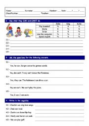 English Worksheet: Worksheet on verb 