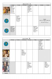 English Worksheet: Movie Schedule A and B